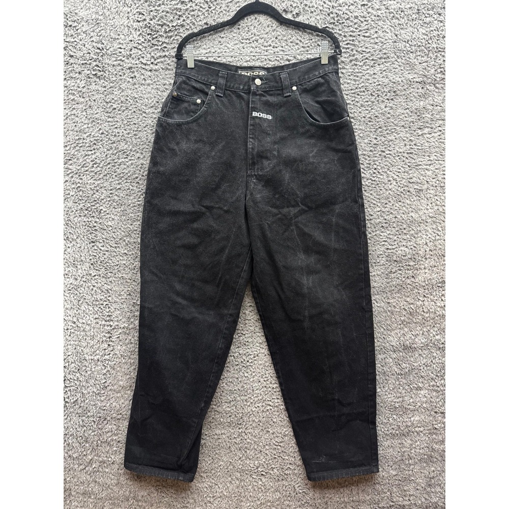 Vintage Y2K Boss Hip Hop High Rise‎ Baggy Denim Jeans Black Mens Size 34